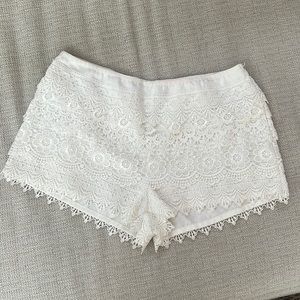 White Lace Macrame Shorts